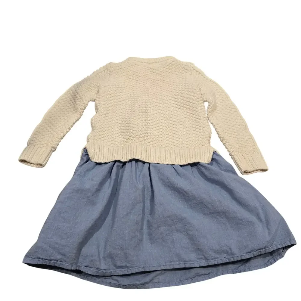 Toddler Girl Baby Gap Sweater Dress Chambray Skirt | Size 5T